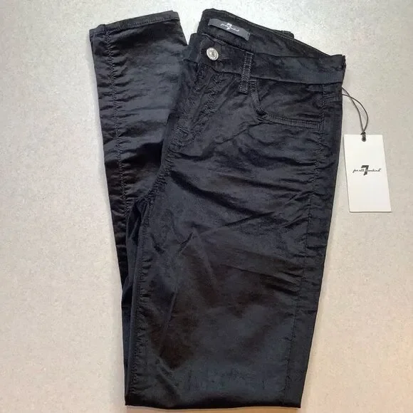 7 For All Mankind Jeans‎ 26 Ankle Skinny Black Velvet NWT - Picture 4 of 6